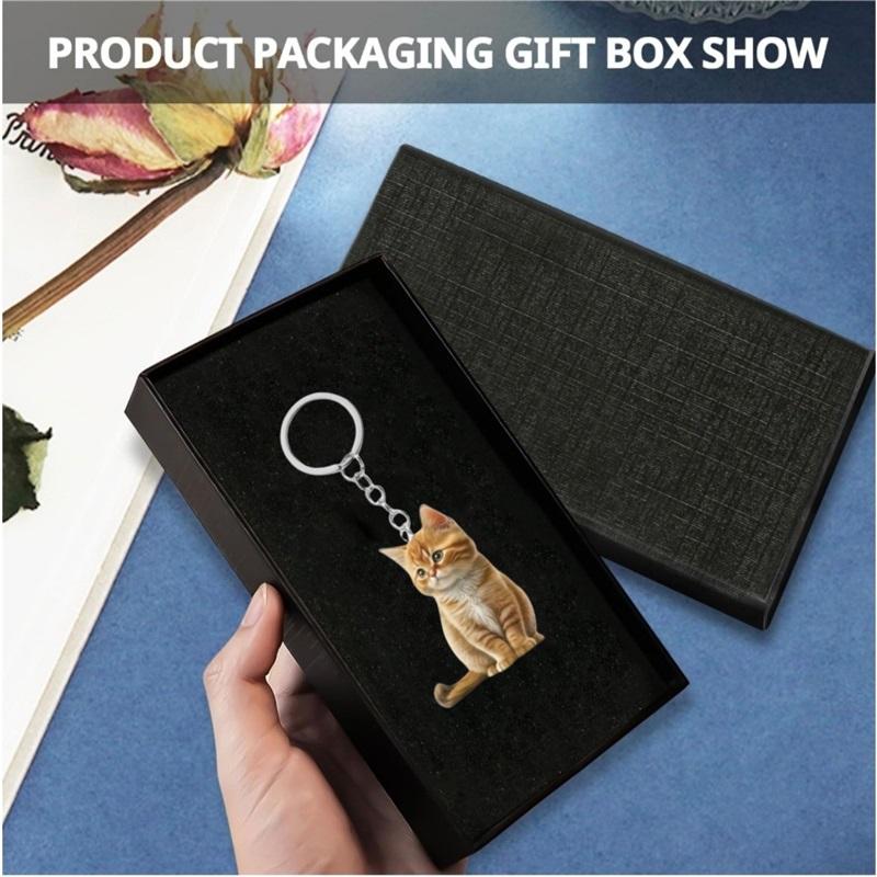 Cute cat keychain, acrylic circular ring accessories, 2D flat double-sided printed pendant