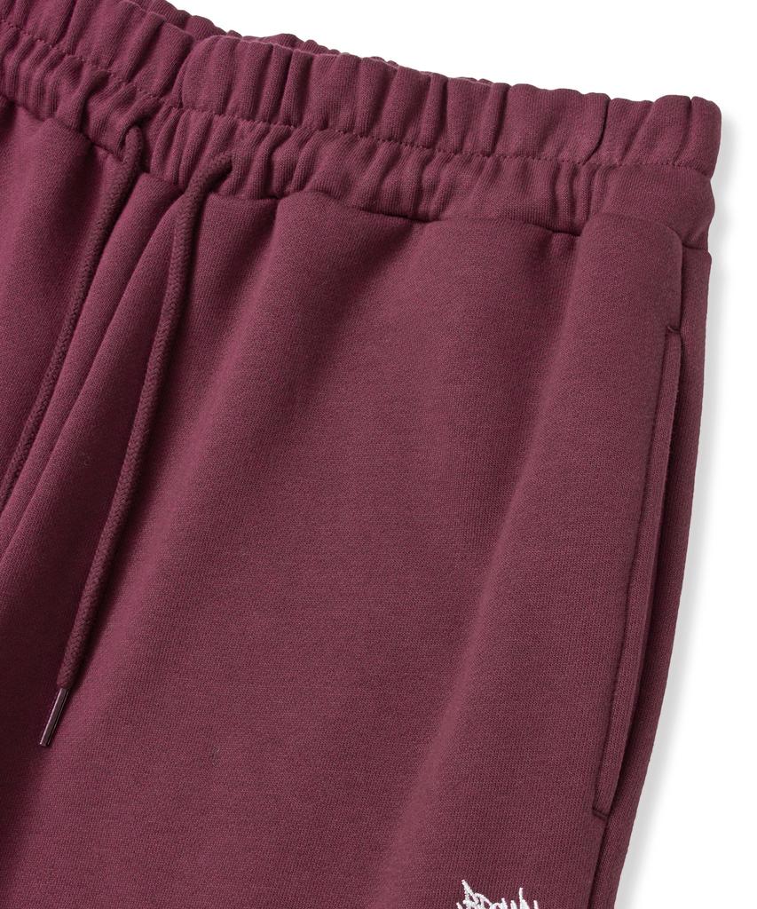 BROWNBREATH Tag Wide Sweat Pants - Burgundy