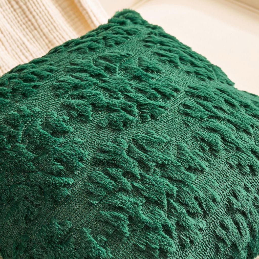 Christmas Tree and Star Embroidered Pillowcase - Festive Winter Sofa Cushion Cover