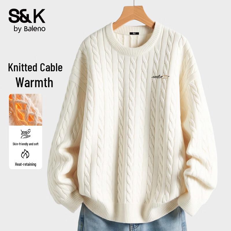 Baleno Men's Thermal Cable Knit Pullover Sweater