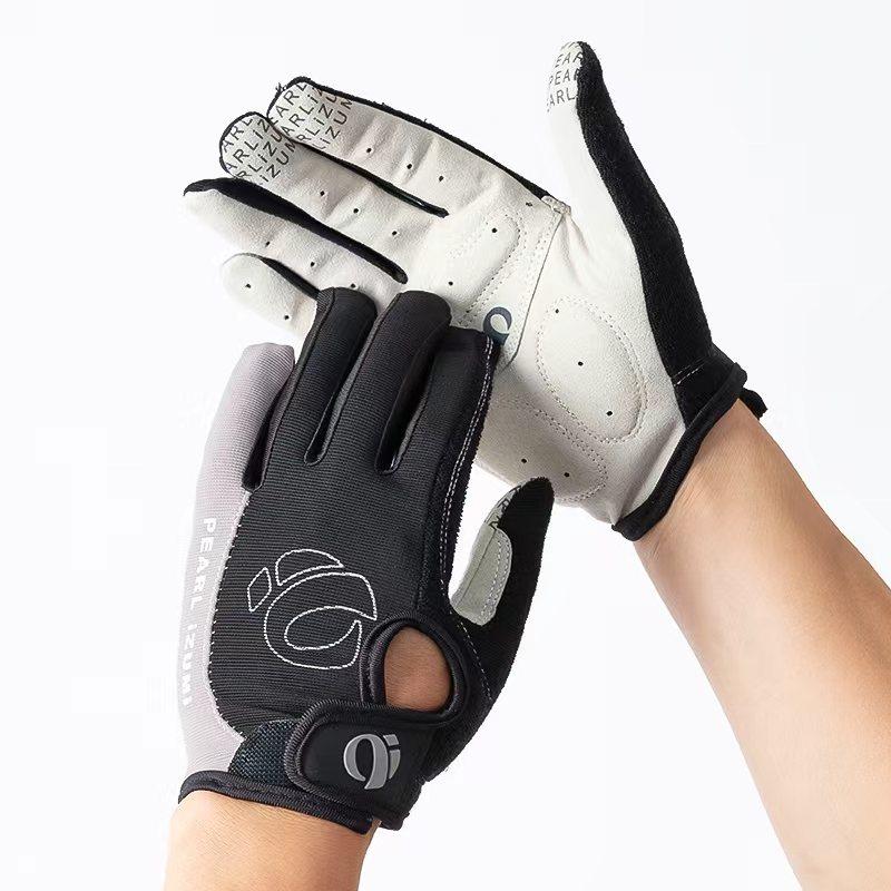 Cycling full-finger gloves road bike mountain bike bicycle shockproof glove cycling silicone long-finger glove cycling equipment M черный серый