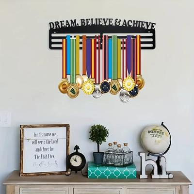 Einteiliger Medaillen-Ausstellungshaken mit Umschlagsilhouette, neuer kreativer Ausstellungsständer für die Ehrenmedaille aus Metall, Aufbewahrungsdekoration für Sportmedaillen