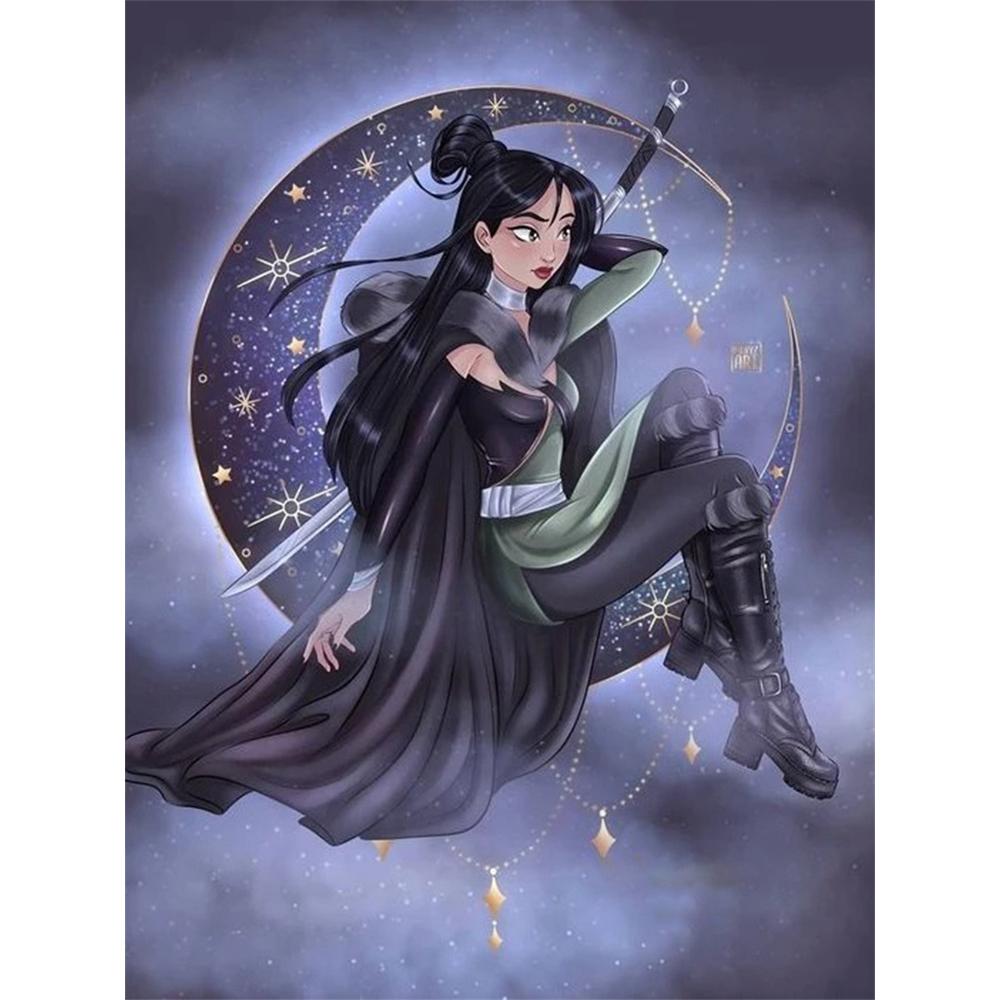Disney Diamond Painting MulanA Dark and Edgy Art Piece Diamond Mosaic Cross stitch Diamond encrusted Room Decoration Gift Round 20x30cm