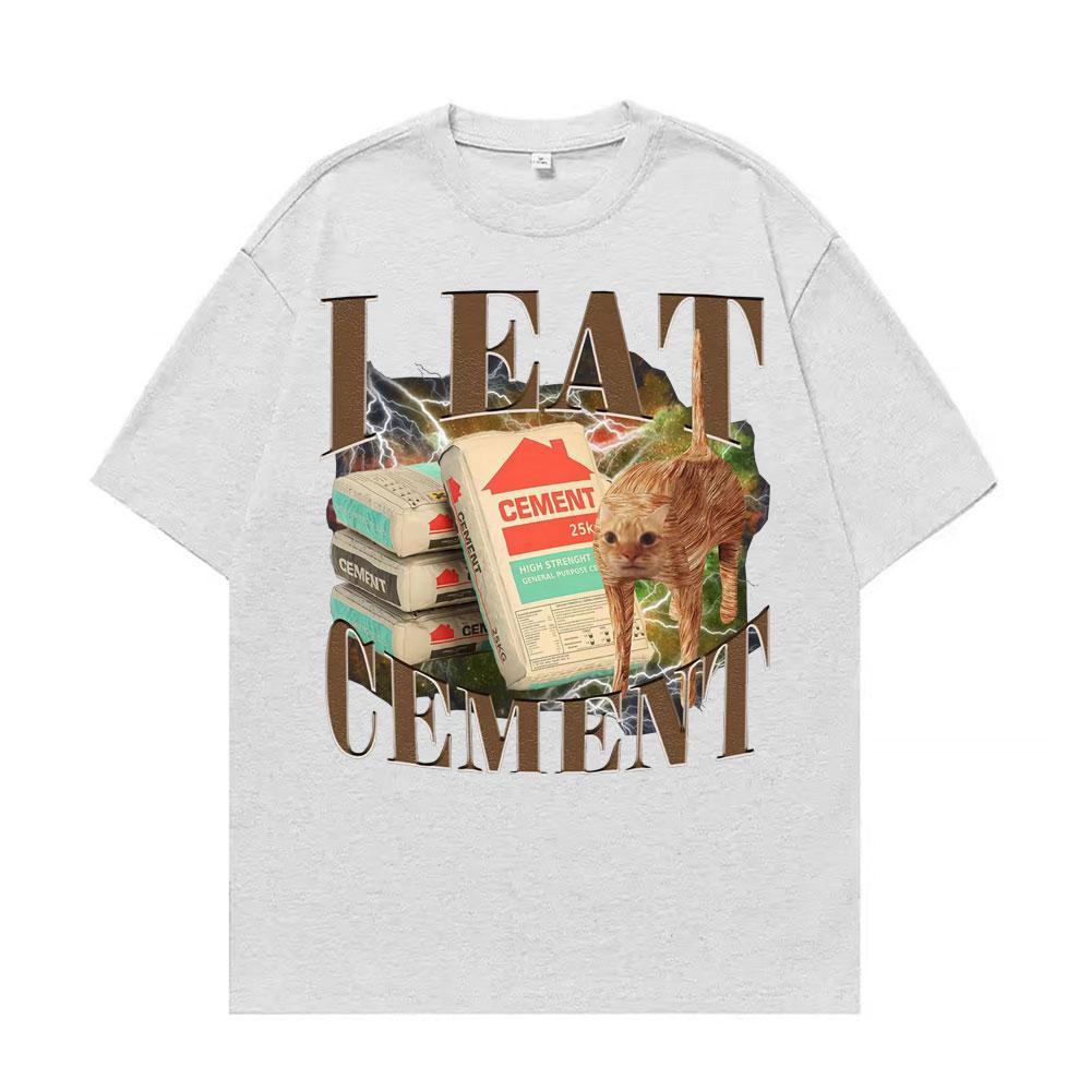 

Я ем цемент Смешной мем с котом Графические футболки Мужские Женские Повседневные 100% хлопок Футболка оверсайз Модная винтажная футболка с коротким рукавом 2XL