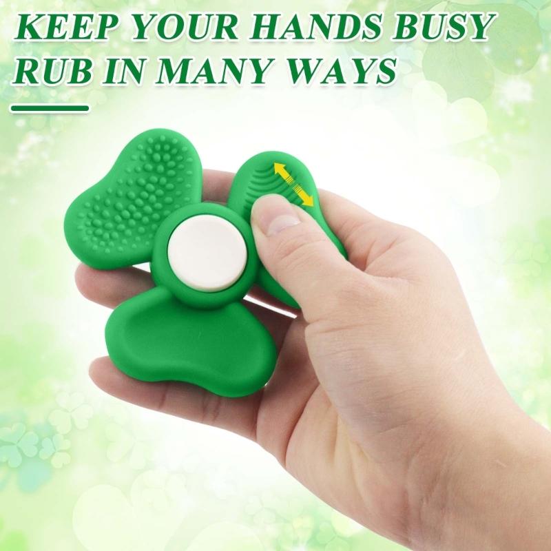 Texture Shamrock Sensory Spinner Toy For Kids Silicone Rotating Spinne Office Desk Toy For Adult Saint Patricks Day Gift