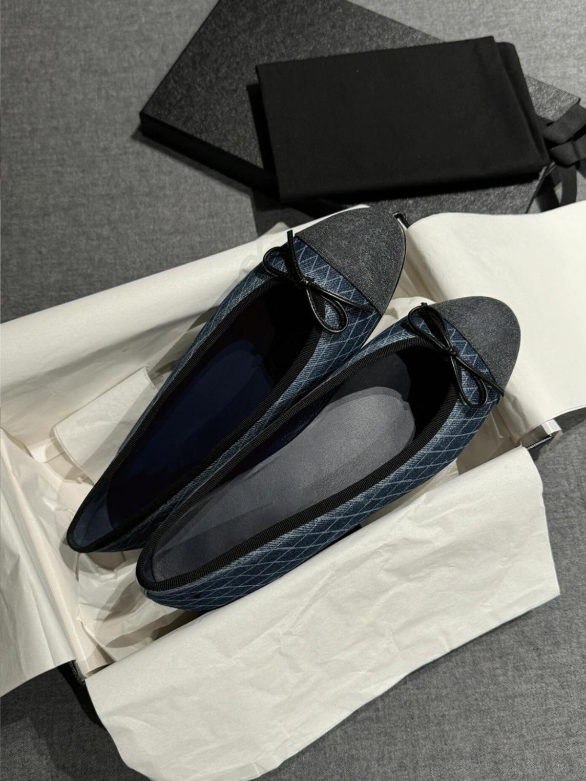 

Sheepskin version~ beautiful leather denim ballet shoes women s bow soft sole Mary Jane single shoes flat shoes ladyshoes 35 темно-синий