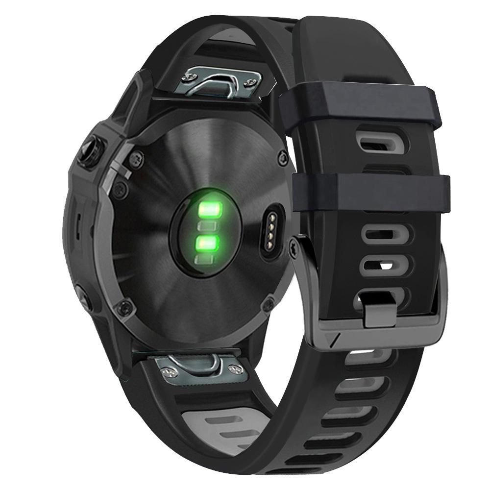 26mm Watch Band for Garmin Tactix 7 Pro/Fenix 7X/6X Pro/5X Plus,Smooth Silicone Dual-color Wrist Strap