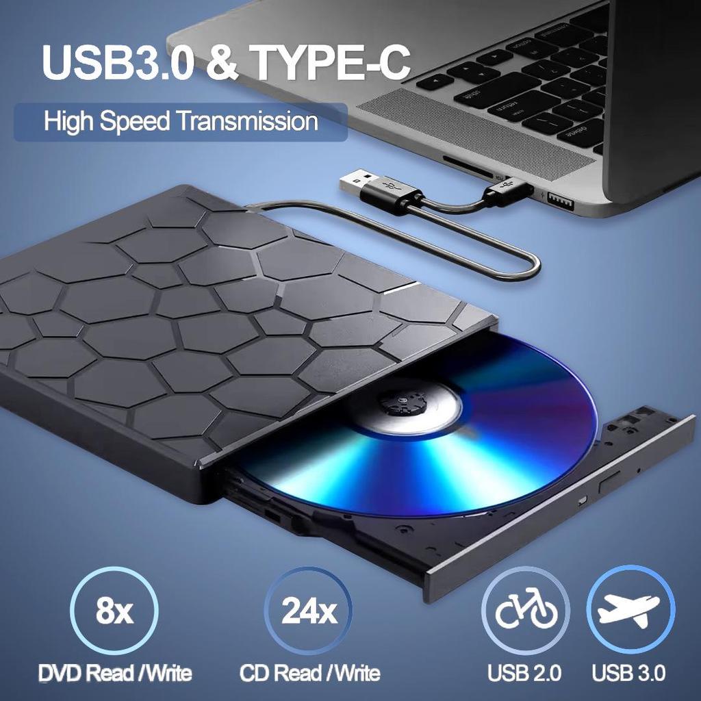 Ultra-Thin 3.0 USB & Type-C Multi-Function External DVD Burner Upgrade