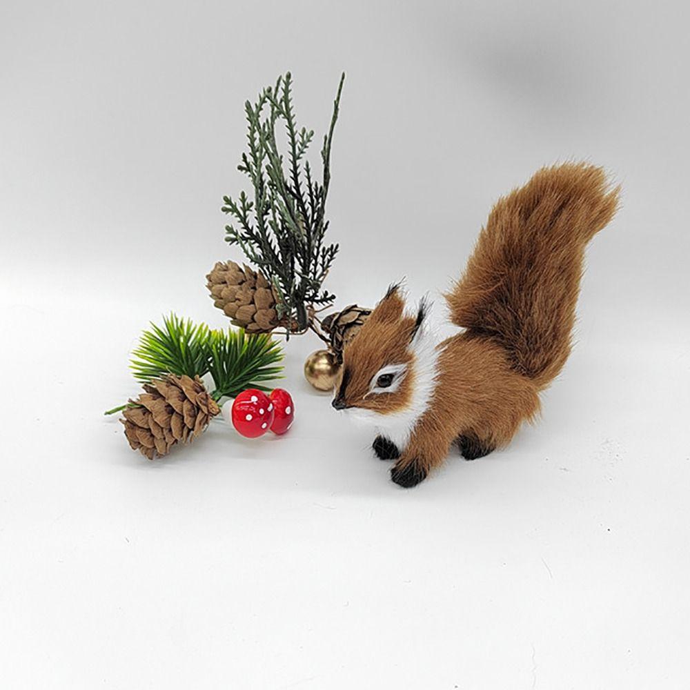 Plush Squirrel Miniatures Simulation Fur Simulation Animal Toy Christmas Decorations