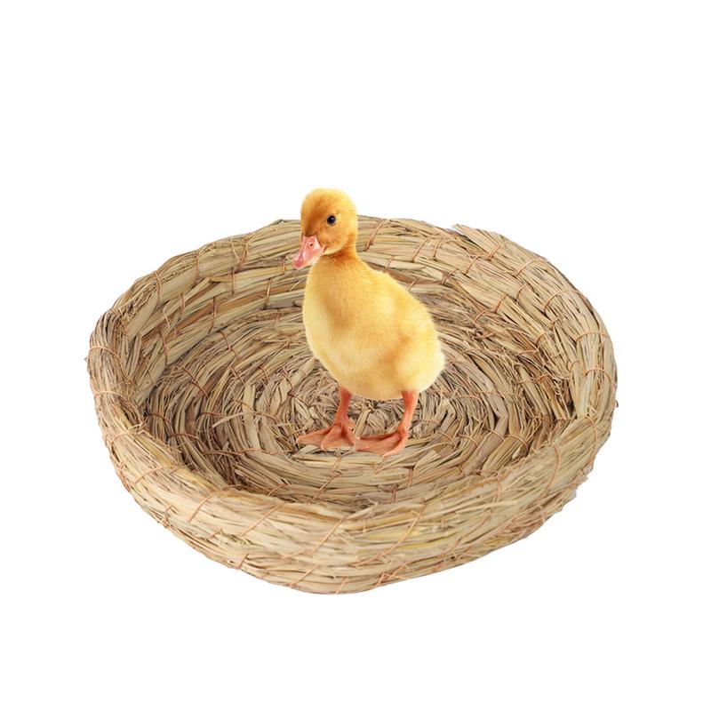 Breeding Nest For Birds Hand Woven Flat Base Straw Bird Nest Hatch House Bird Shelter Bird Cage Accessories Bird Hut