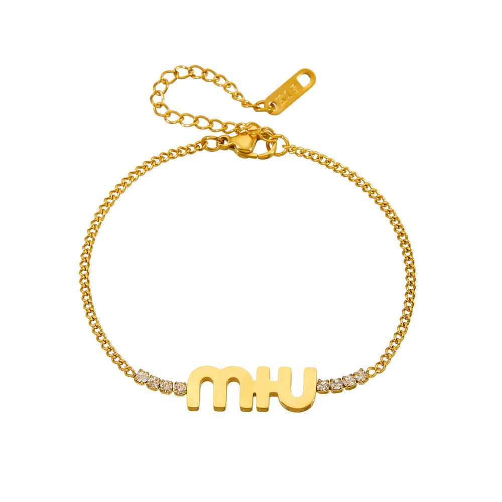 Vintage Pearl Splicing Zircon Stainless Steel Bracelet Niche French Versatile Bracelet Fashion Bracelet