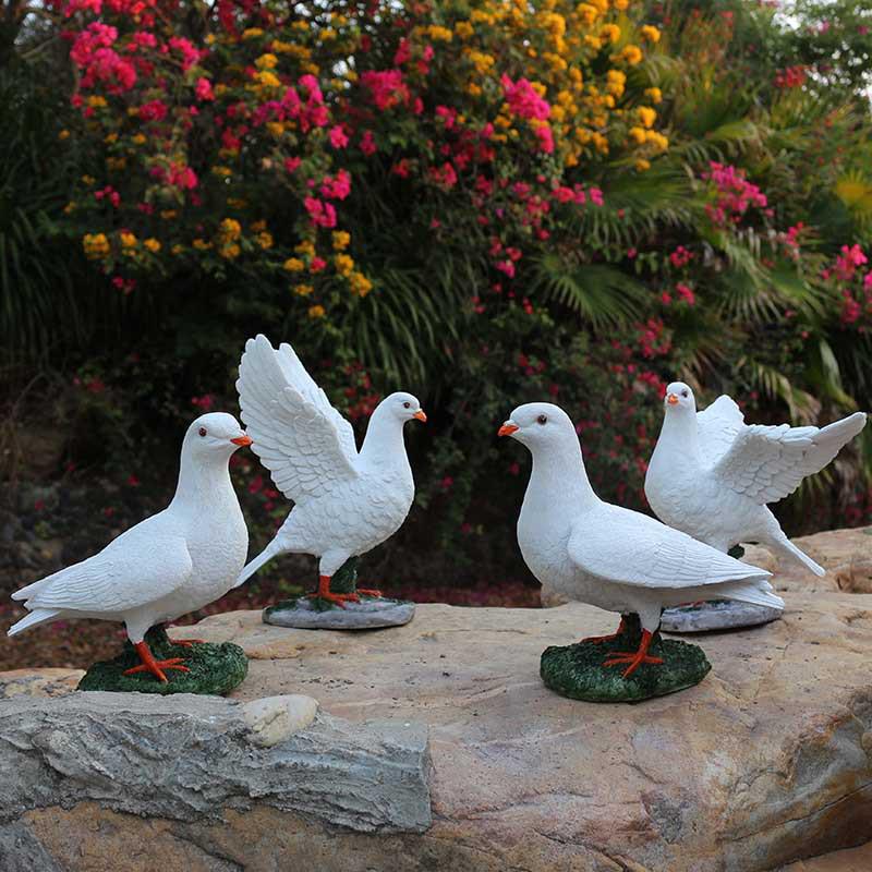 Resin White Pigeon Figurine for Outdoor Garden Decoration