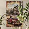 Vintage Truck and Dog Metal Tin Sign - 8x12" 2D Flat Rustic Farmhouse Wall Art, Home Bar Garage Decor