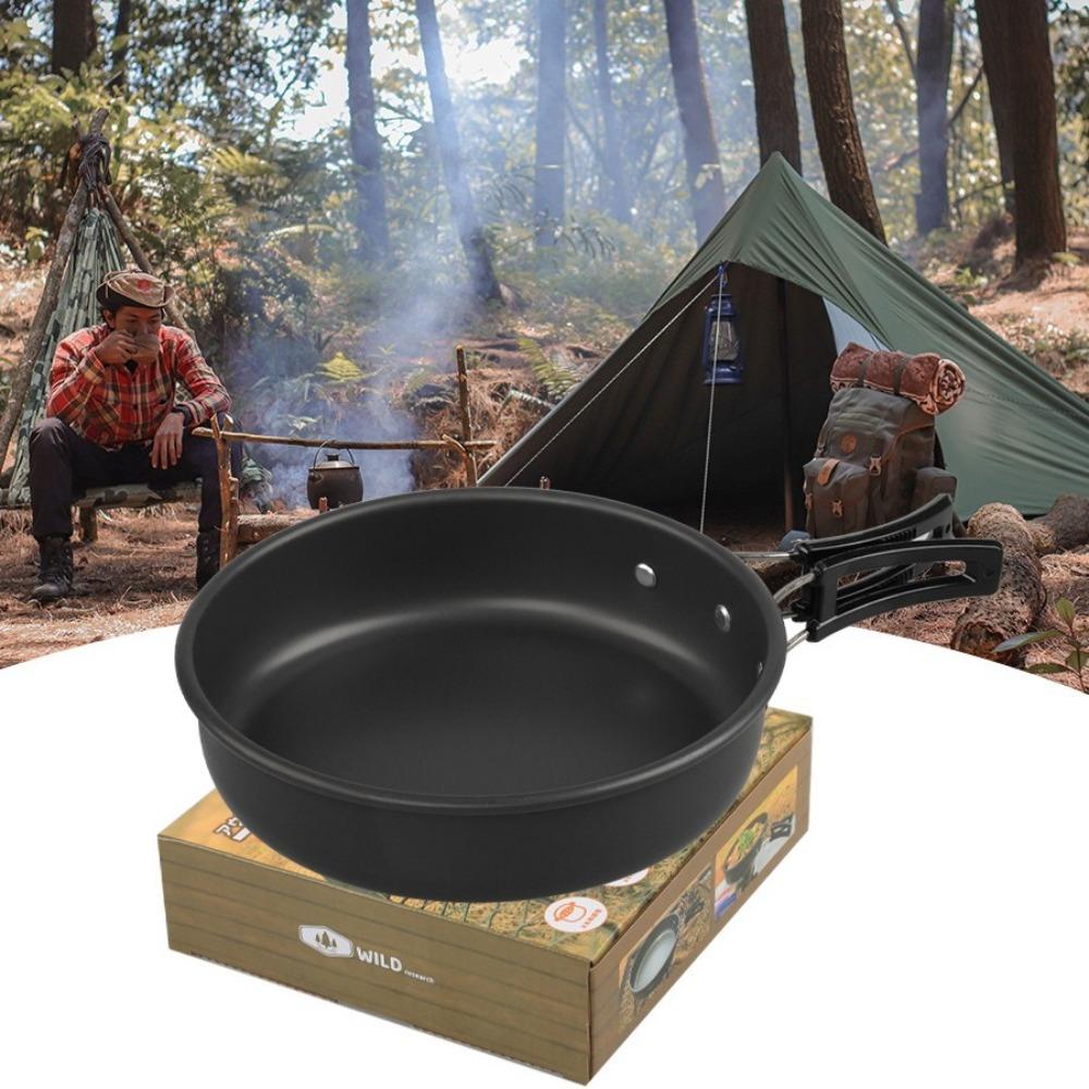 With Foldable Handle Picnic Cookware Set Non-stick Outdoor Pan Pot  Hiking Skillet