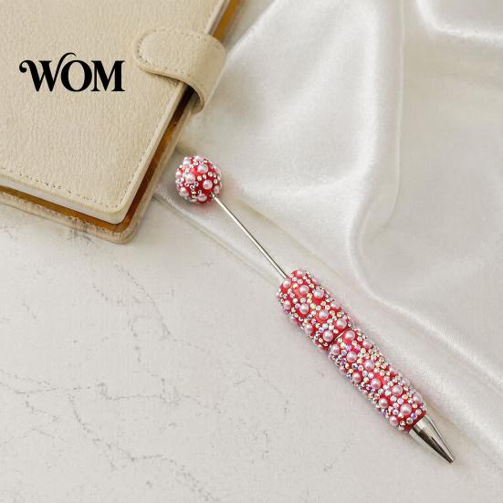 Creative DIY Pen Beadable Pen, Rhinestone Faux Pearl Ballpoint Fancy Glitter Personalized Gift for Crafting, Student Stationery Office Writing