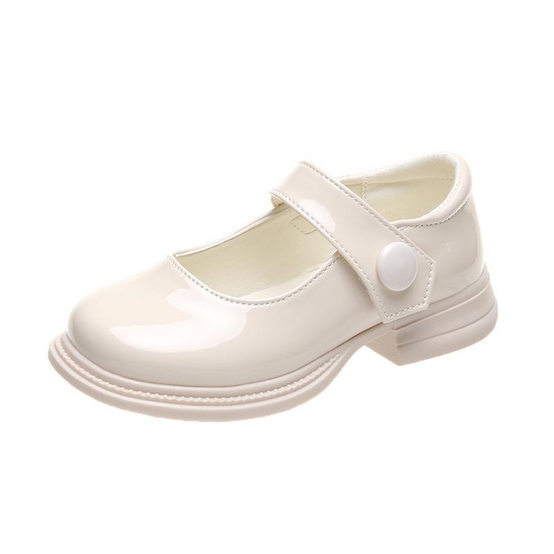 Girls’ Leather Shoes, Spring/Autumn New Arrival, British Style Black Soft-Soled Children’s Shoes, White College Style Flats, Kids’ Princess Shoes