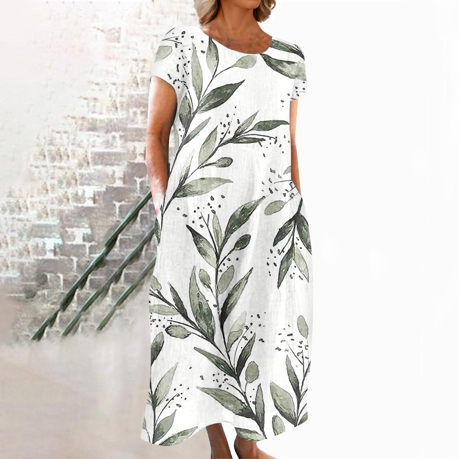 

Модний жіночий літній повсякденний модний пуловер із принтом і круглим вирізом із коротким рукавом S темно-зелений колір