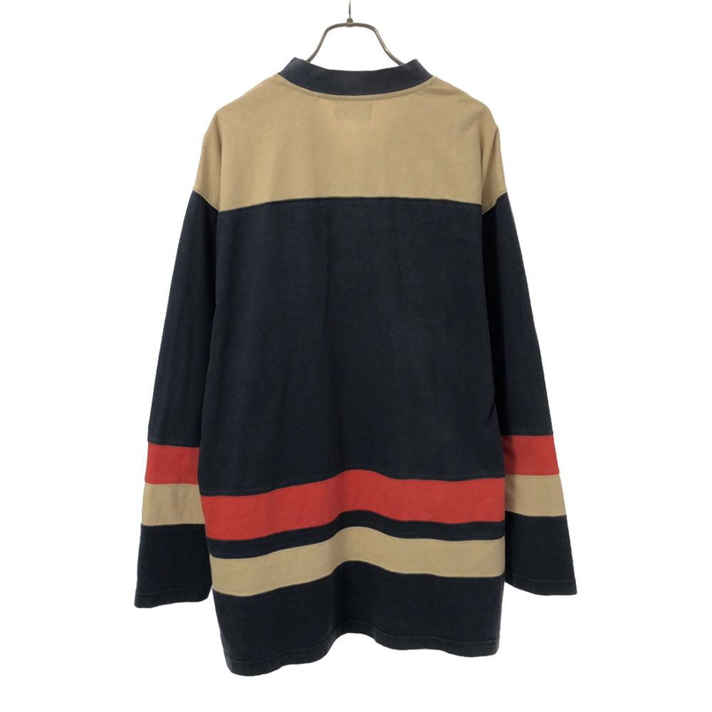 FILA 90s Old Long sleeve V neck T-shirt S Navy system Ron T Men's Used