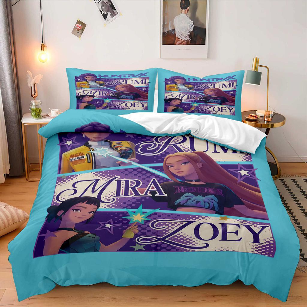 K-Pop Demon Hunters Povlečení pro Fanouškovské Děti Lze Prát v Pračce Odolné Velikost King Queen Twin pro K-pop Dívky Domácí Dekorace Ložnice