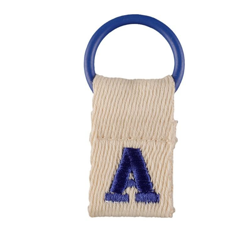 Korean-Inspired Couple Name Tag Backpack Keychain with 26 Letters Embroidered Ribbon