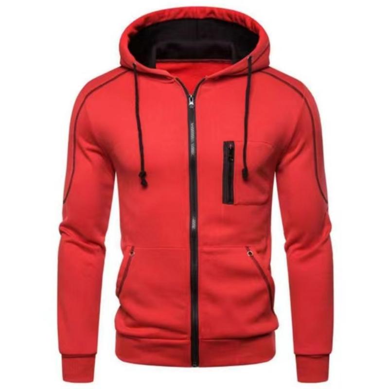 Cardigan Jacket Spring and Autumn New Zipper Hooded Sports Men's Color-blocking Fashionable Casual Long Sleeve Sweater
