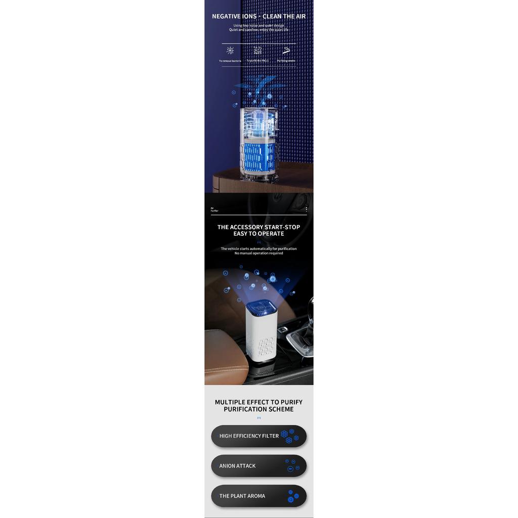 Portable Electric Desktop Air Purifier For Cars Small Households Negative Ion Odor Formaldehyde Mini Usb Hepa Ionic Air Purifier