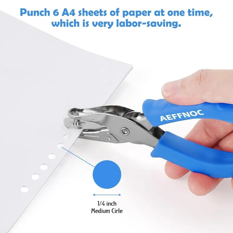 Single Hole Puncher With Soft Grip Handle For Crafting And Scrapbooking 1 4 Inch Precision Paper Hole Punch With Builtin Paper