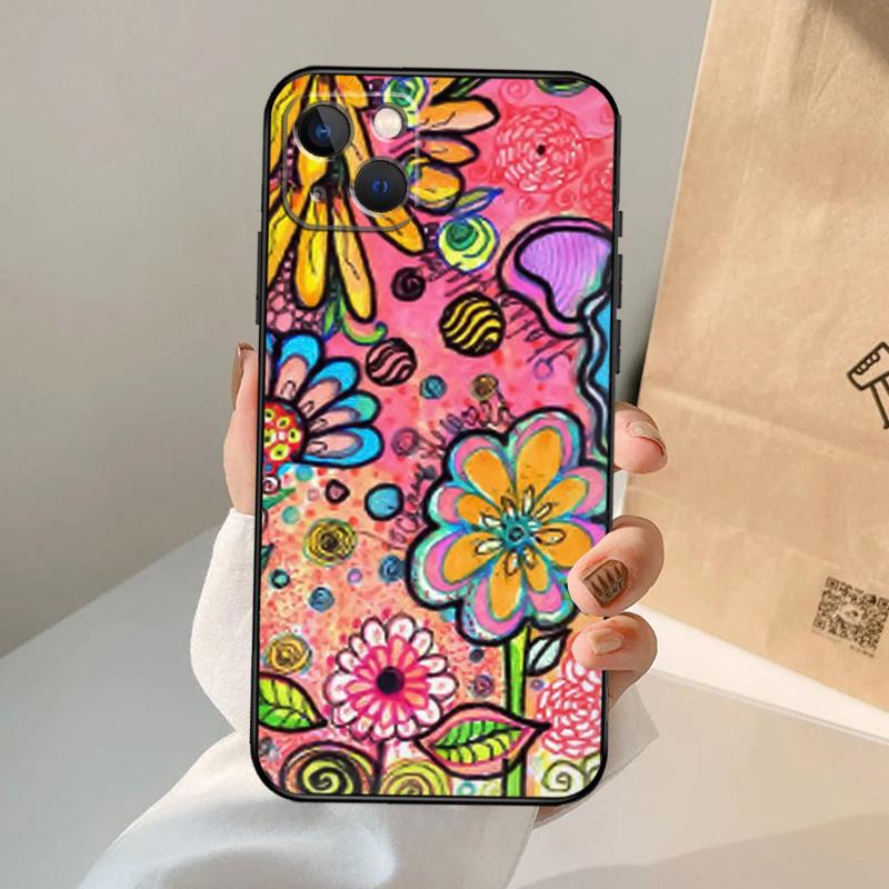 70s hippie  Psychedelic floral flowers Case For iPhone 17 Air 17Pro 17 Pro Max Silicone Back Cover Shell