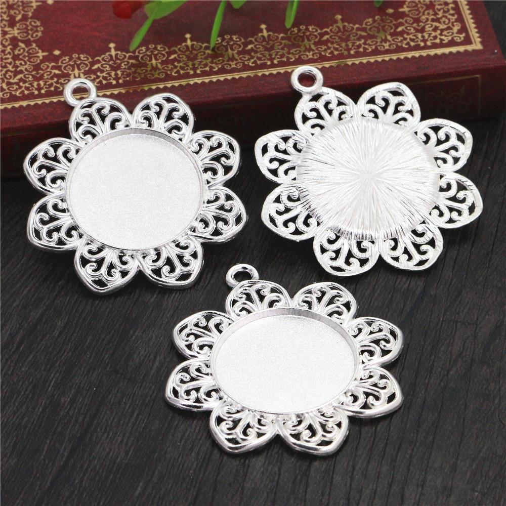 5pcs 25mm Inner Size Pendant Cabochons Blank Base Setting Bezel Tray Alloy DIY Jewelry Making Accessories for Necklace Keychains