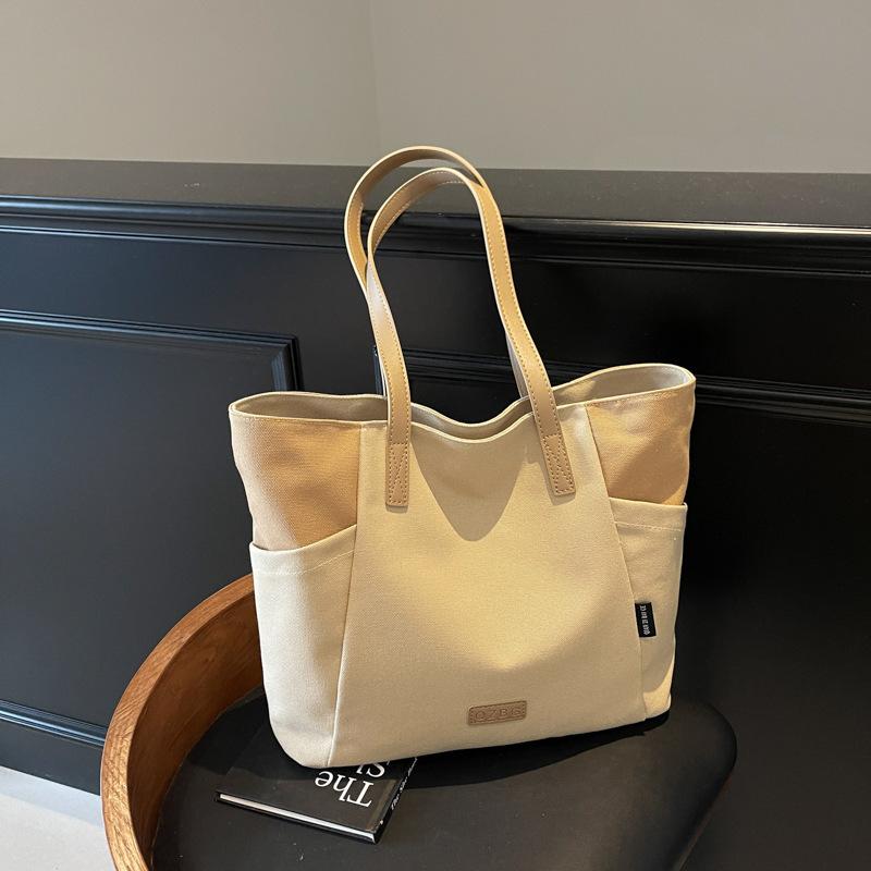 Casual Canvas Bag Women's 2025 New Tote Bag Large Capacity Fashion Shoulder Bag Student Class Commuting Bag