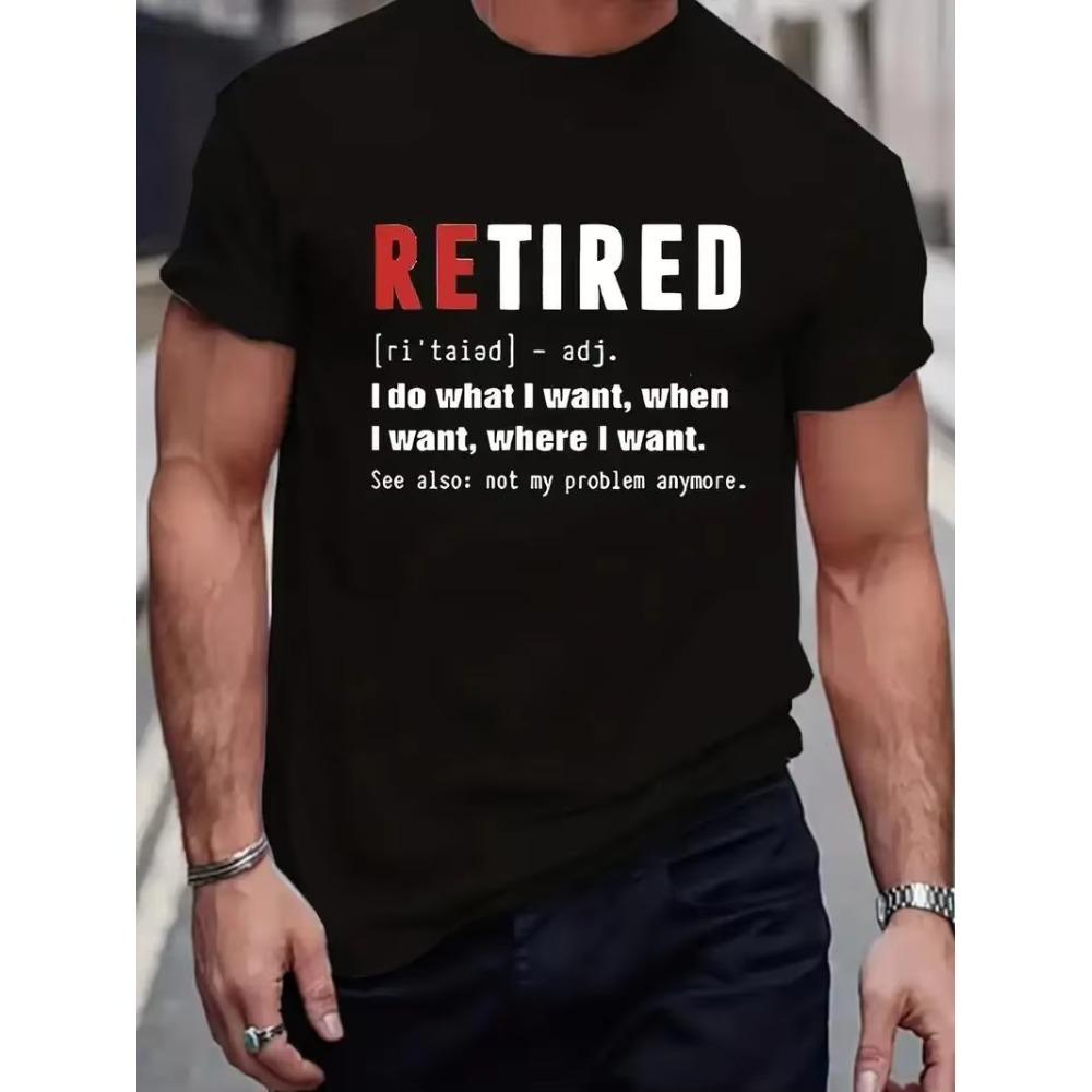 Interesting "Retirement" Definition Printed Men's T-Shirt Summer Casual Short Sleeve Cotton T-Shirt Top As A Gift