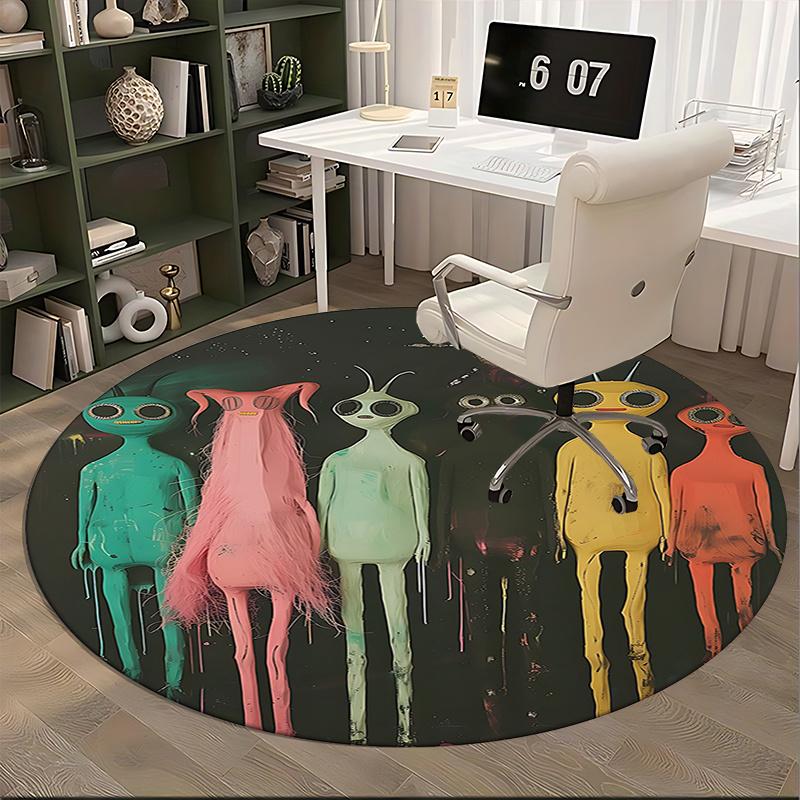 Colorful Alien Round Chair Mat - Home Decor, Office Carpet, Gift for Any Room0253b