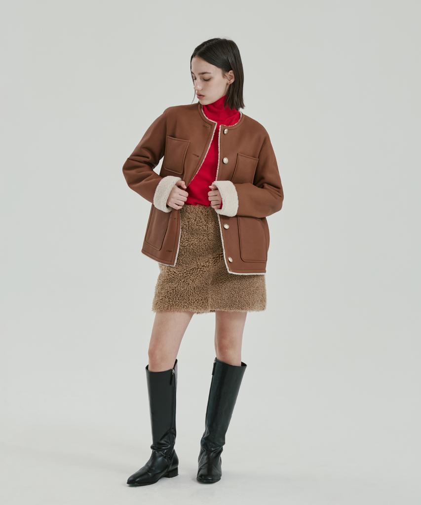 Pin Black Lacon Teddy Mustang Skirt Beige