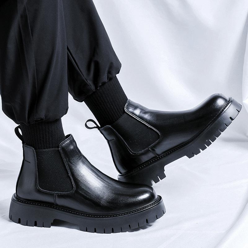 Chelsea boots men's autumn and winter smoke boots men's British style platform trendy men's Martin boots 2113-R