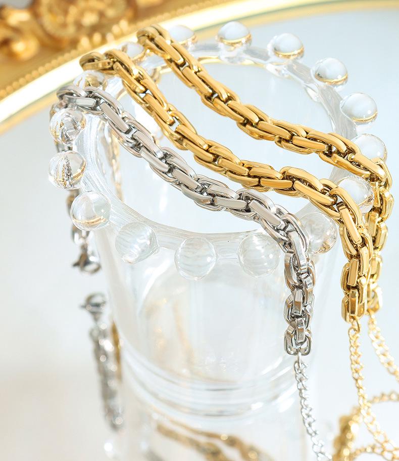 Personalized Women's Thick Chain Bracelet - Titanium Steel, 18K Gold Plated, Hypoallergenic, Niche Design.