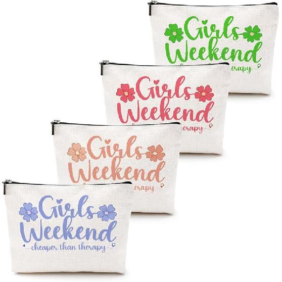 3Pcs Girls Trip Gifts Girls Weekend 2025 Makeup Bag Sisters Trip Gifts Favors Summer Gifts Cosmetic Bag Toiletry Bag Zipper Pouch Weekender Bags for