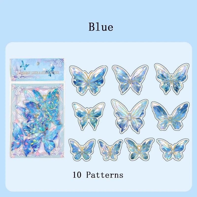 3D Laser Butterfly Stickers Decorated Gold Stamping with Various Shapes for Gifts Can Self Adhesive for Freely