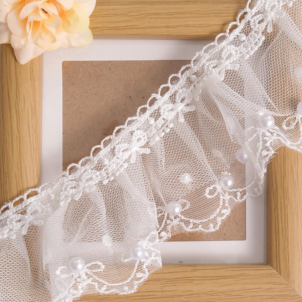 6CM Wide Modern Pleated Mesh Yarn Lace Trim Ribbon Dress Hair Accessories Boots Bag Pet DIY Crafts Supplies Decoration Fabric