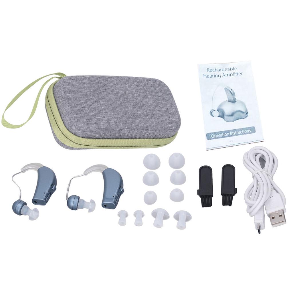 2PCS Sound Hearing Device Rechargeable Sound Enhancer Aids with Noise Reducing Feature for Adults Seniors Blue