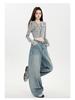 Amerikanische Retro-Stickerei Damen Wide-Leg Jeans - Herbst 2025 Kollektion