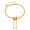 European & American Luxury Titanium Steel Butterfly Anklet, 18K Gold-Plated