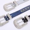 Rhinestones Studded Western Leather Belt Bling Waist Belts for Dresses Pants