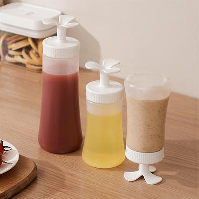 Transparent Condiment Squeeze Oil Bottle with Lid Portable Ketchup Salad Honey Bottle Sauce Seasoning Dispenser Kitchen Supplies