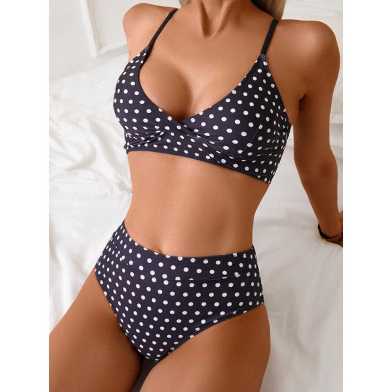 Sexy Bikini Swimsuit Women's Two-Piece Large Polka Dot Swimwear Trendy Strap Design Casual Comfortable Beachwear