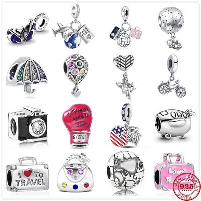 Nowy 925 Sterling Silver torba samolotowa aparat bidon rowerowy koralik z zawieszką fit oryginalna bransoletka dla kobiet DIY biżuteria