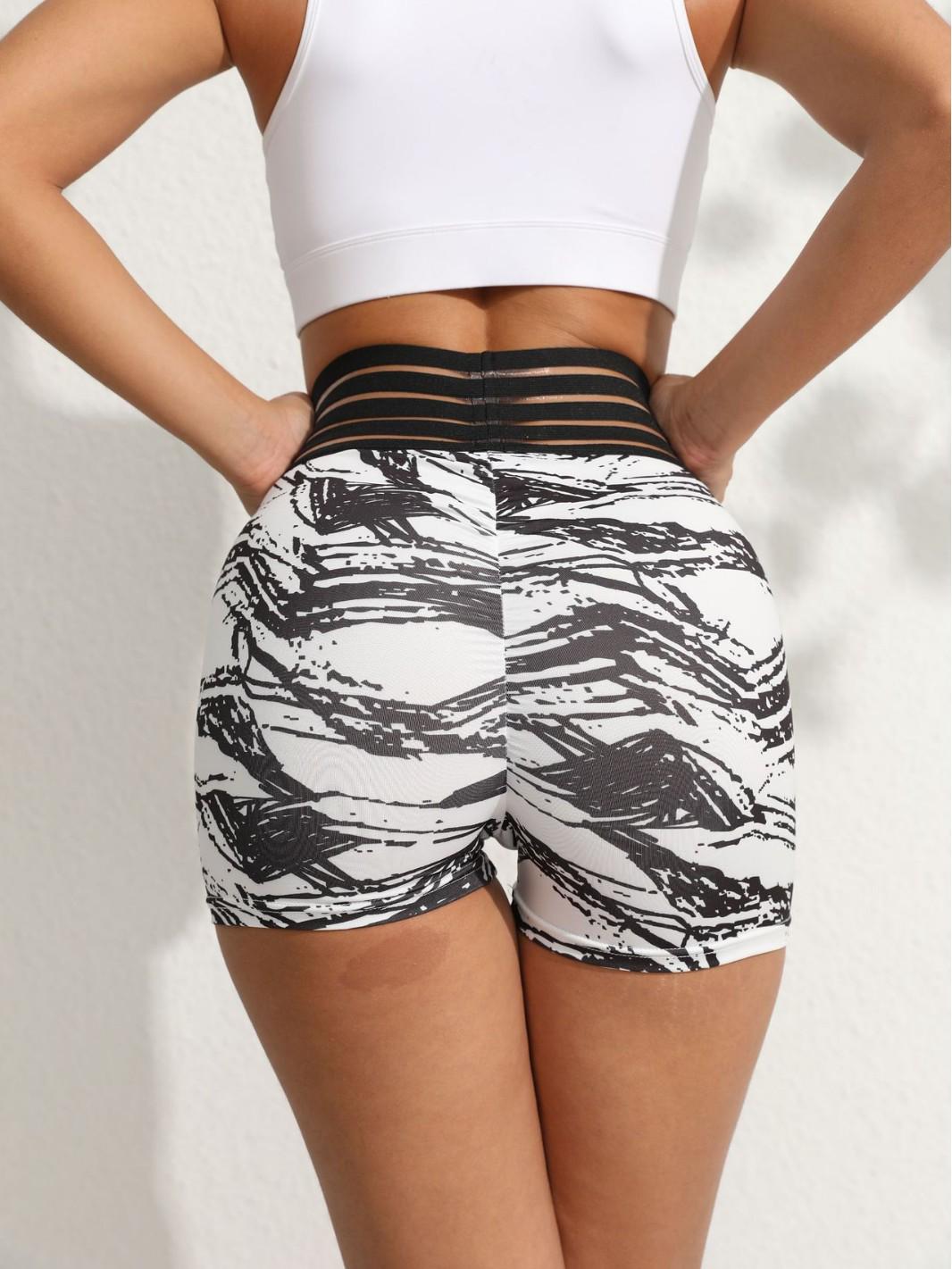 

Женские шорты для йоги и бега с высокой посадкой, с эффектом тай-дай, быстросохнущие, с контролем живота XL