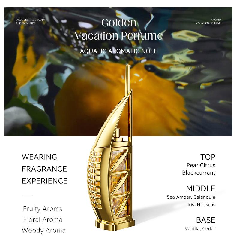 MORAKOT Golden Parfum, Burj Al Arab Inspired Sailboat Luxury Fragrance for Men & Women,  Sandalwood, Sea Notes, Long Lasting, 75ml