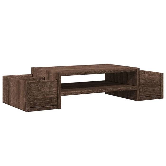 VidaXL Monitor Stand and Storage Brown Oak Engineered Wood, Monitor Riser for Desk, Shelf 854685