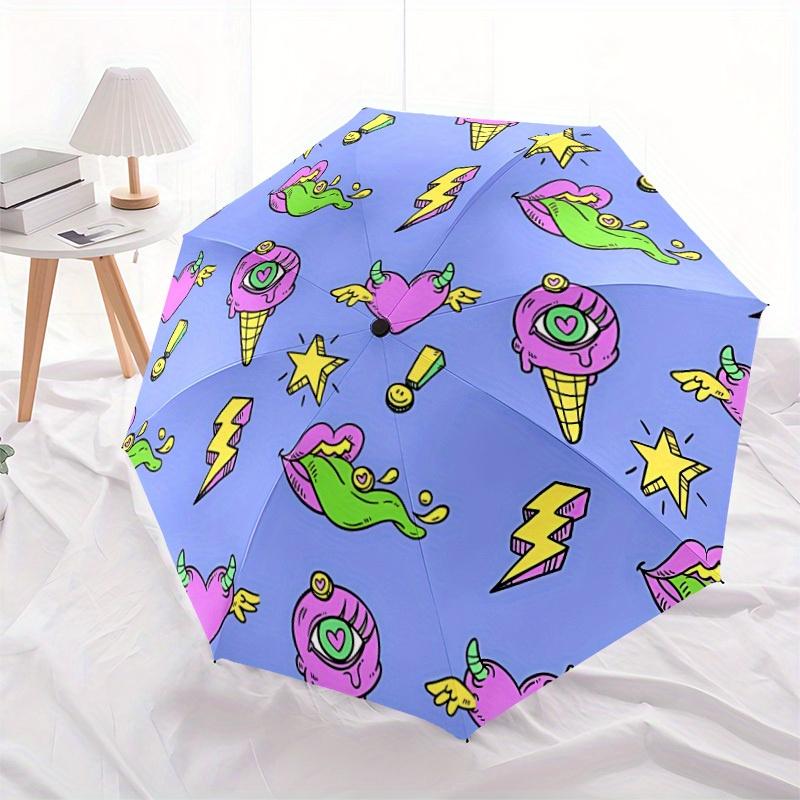 1pc Ice Cream Cone Automatic Umbrella - 8-Rib Foldable Design, Outdoor Adventures, and Family Celebrations yy250829089