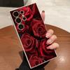 Red Rose Pattern with Dew Drops Case for Samsung Galaxy S25 S24 Ultra S23 S22 S21 S20 FE Plus Soft TPU Slim Fit Shockproof Cover